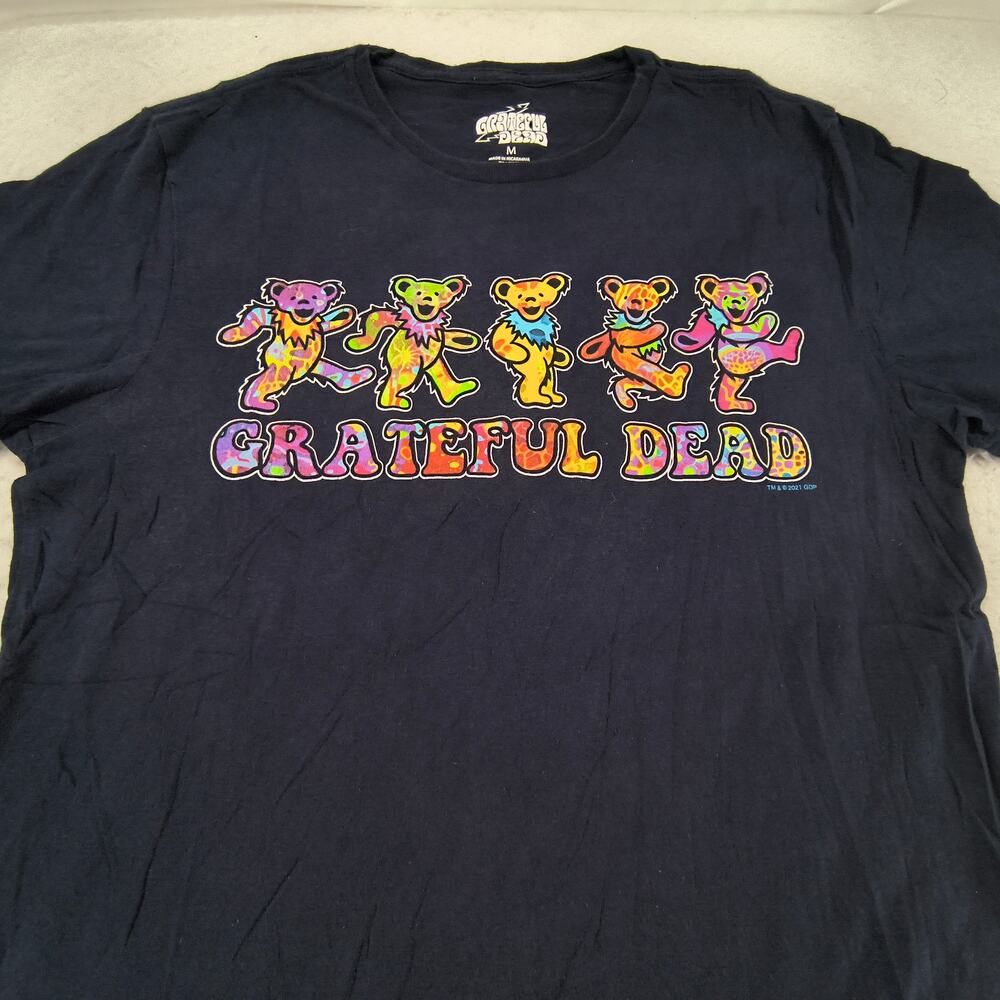 Grateful Dead Band Crew Neck Short Sleeve Graphic Shirt Mens Size M Navy